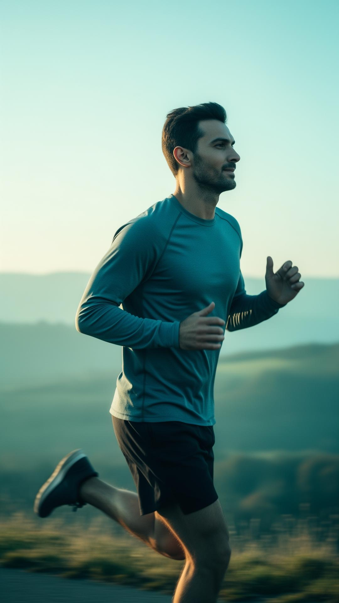 A healthy runner in motion